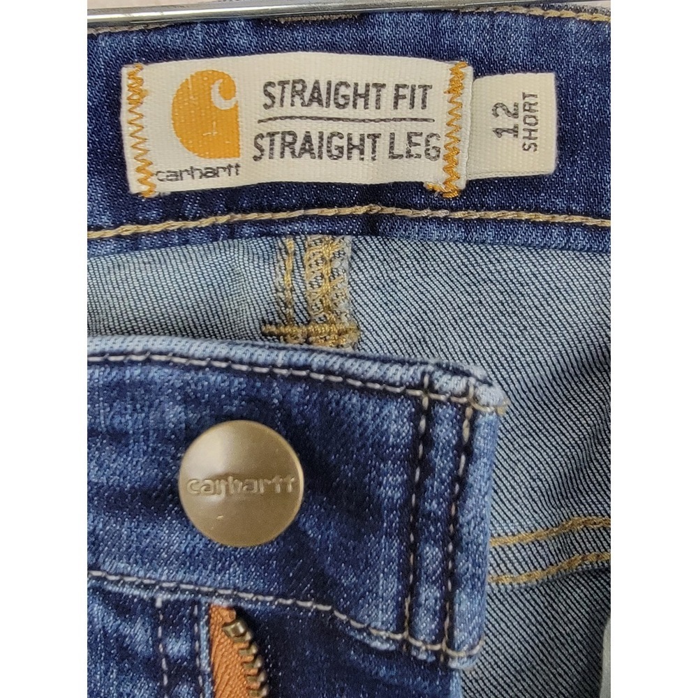 Carhartt Double Front Jeans Womens 12 Short Blue Rugged Flex Gorpcore Utility - Picture 14 of 15